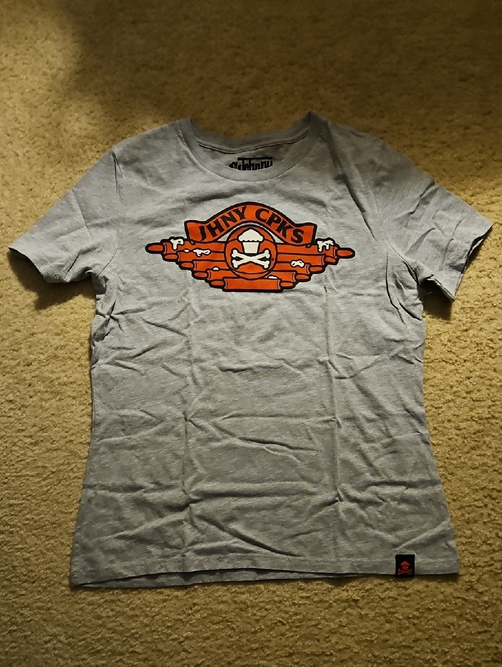 Johnny Cupcakes Light Gray Tee with Orange Logo